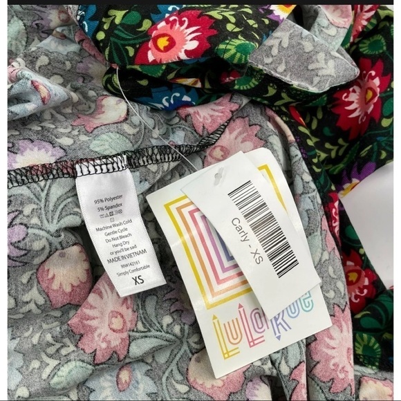 Lularoe Sz XS Carly Pocket Black Colorful Floral Swing Dress Spring NEW - Picture 8 of 8